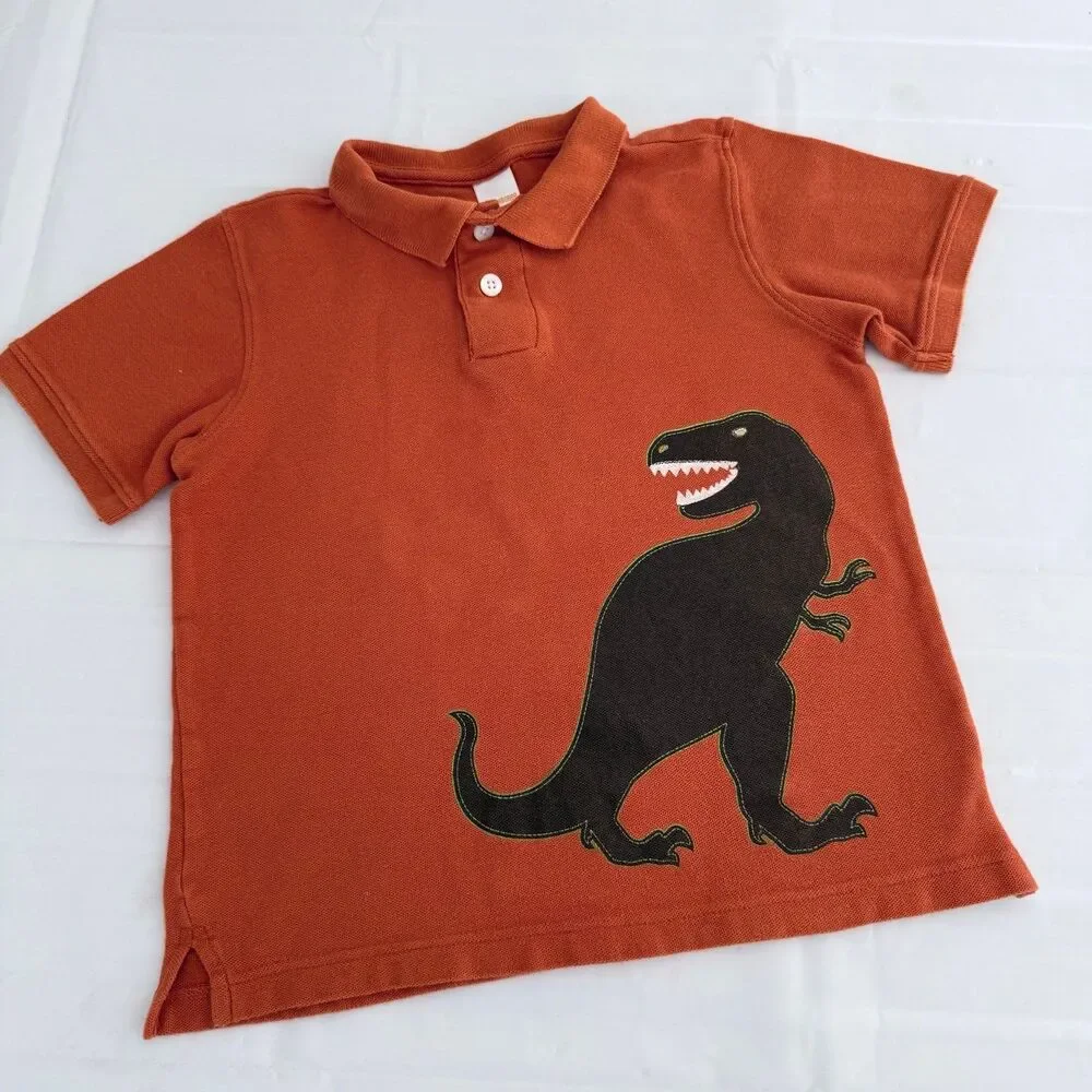 Gymboree Boy's 6 Dinosaur Dino Orange Fall Collared Polo Shirt 100% Cotton 2012